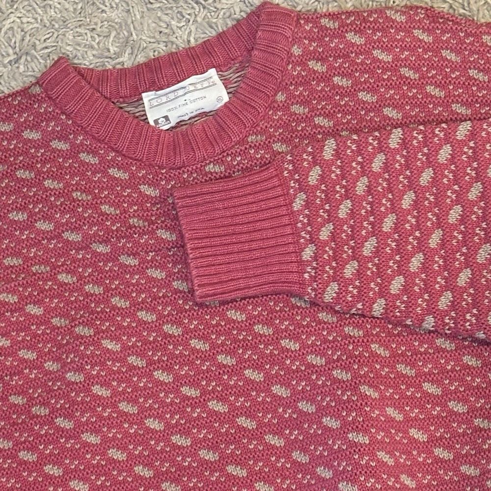 LORD JEFF XL Men's SWEATER Cable Knit Chunky 100% Cotton‎ Fisherman USA PINK